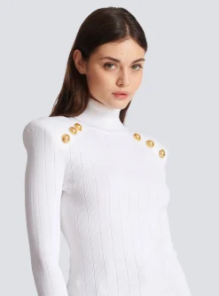 Women Balmain Knit Jumper With Gold Buttons