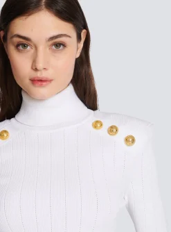 Women Balmain Knit Jumper With Gold Buttons