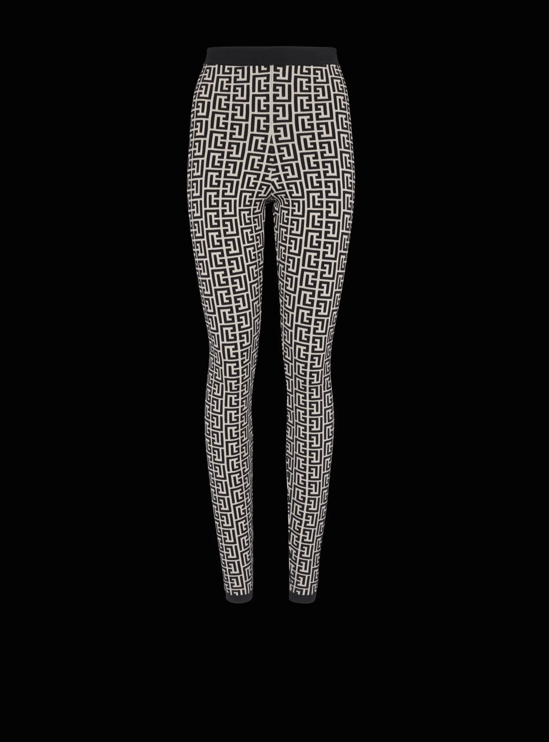 Women Balmain Knit Leggings With Monogram