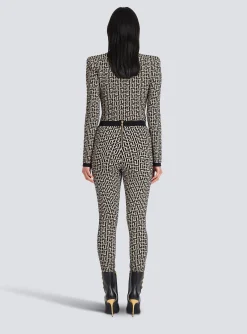 Women Balmain Knit Leggings With Monogram
