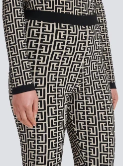 Women Balmain Knit Leggings With Monogram