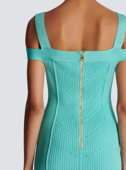 Women Balmain Knit Midi Dress With Double Straps