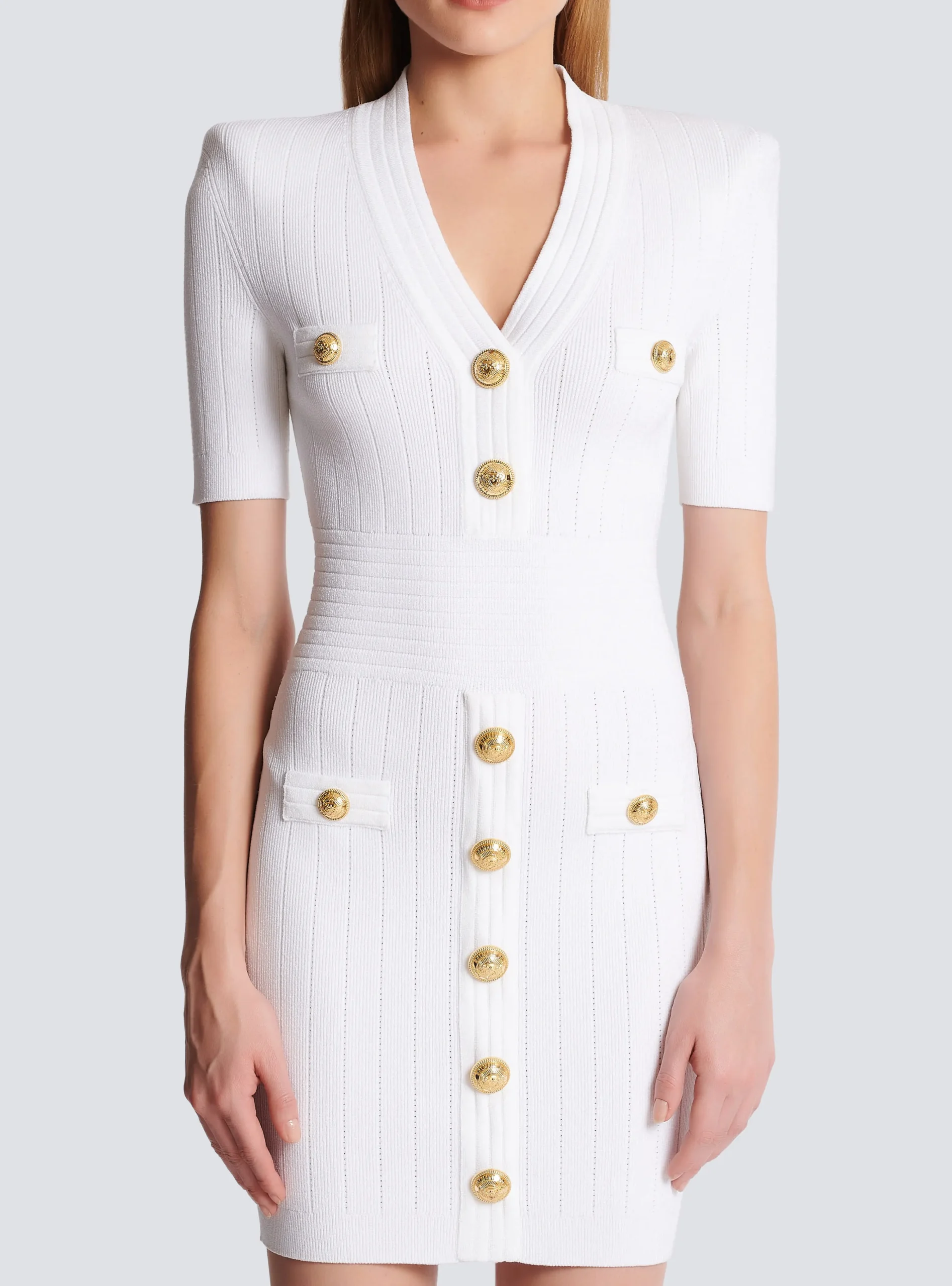 Women Balmain Knitted Dress With Buttons
