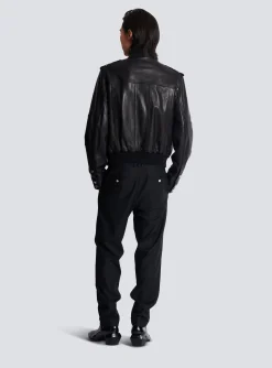 Balmain Lambskin Leather Jacket With 4 Pockets