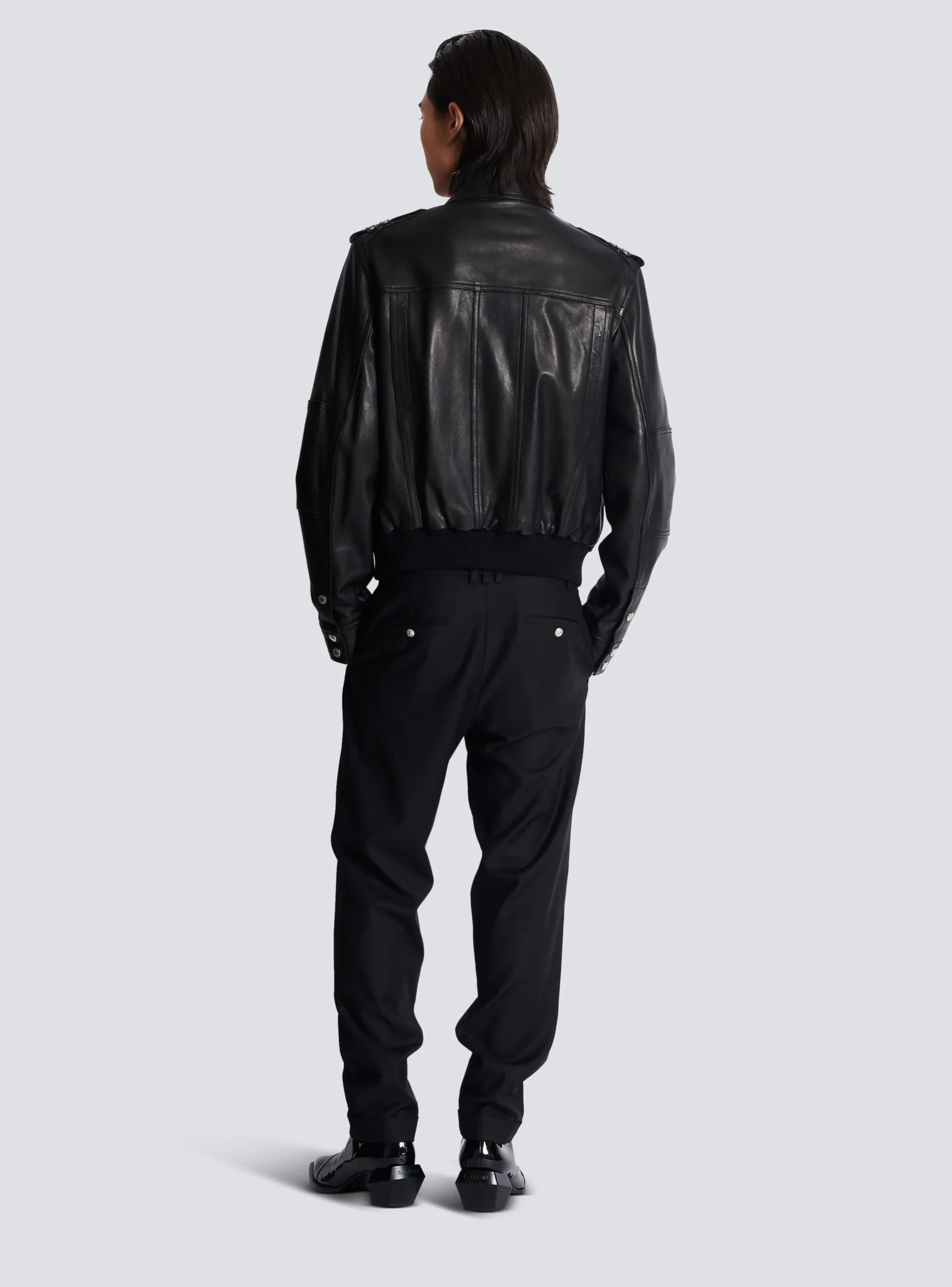 Balmain Lambskin Leather Jacket With 4 Pockets