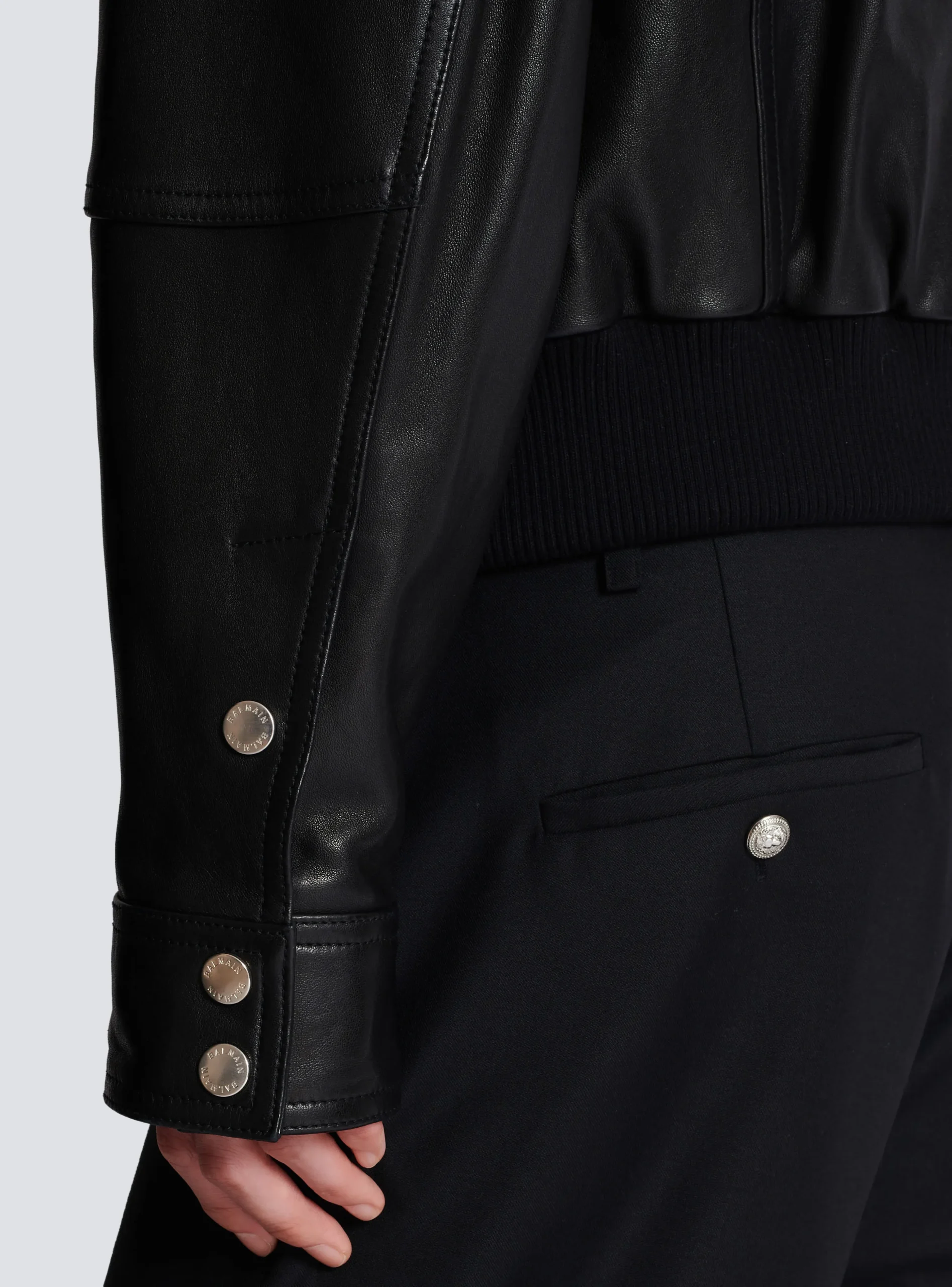 Balmain Lambskin Leather Jacket With 4 Pockets