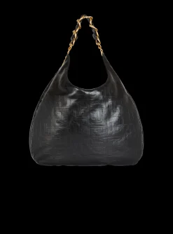 Women Balmain Large 1945 Soft Hobo Bag In Embossed Crinkled Calfskin With A PB Labyrinth Monogram
