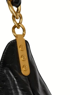 Women Balmain Large 1945 Soft Hobo Bag In Embossed Crinkled Calfskin With A PB Labyrinth Monogram