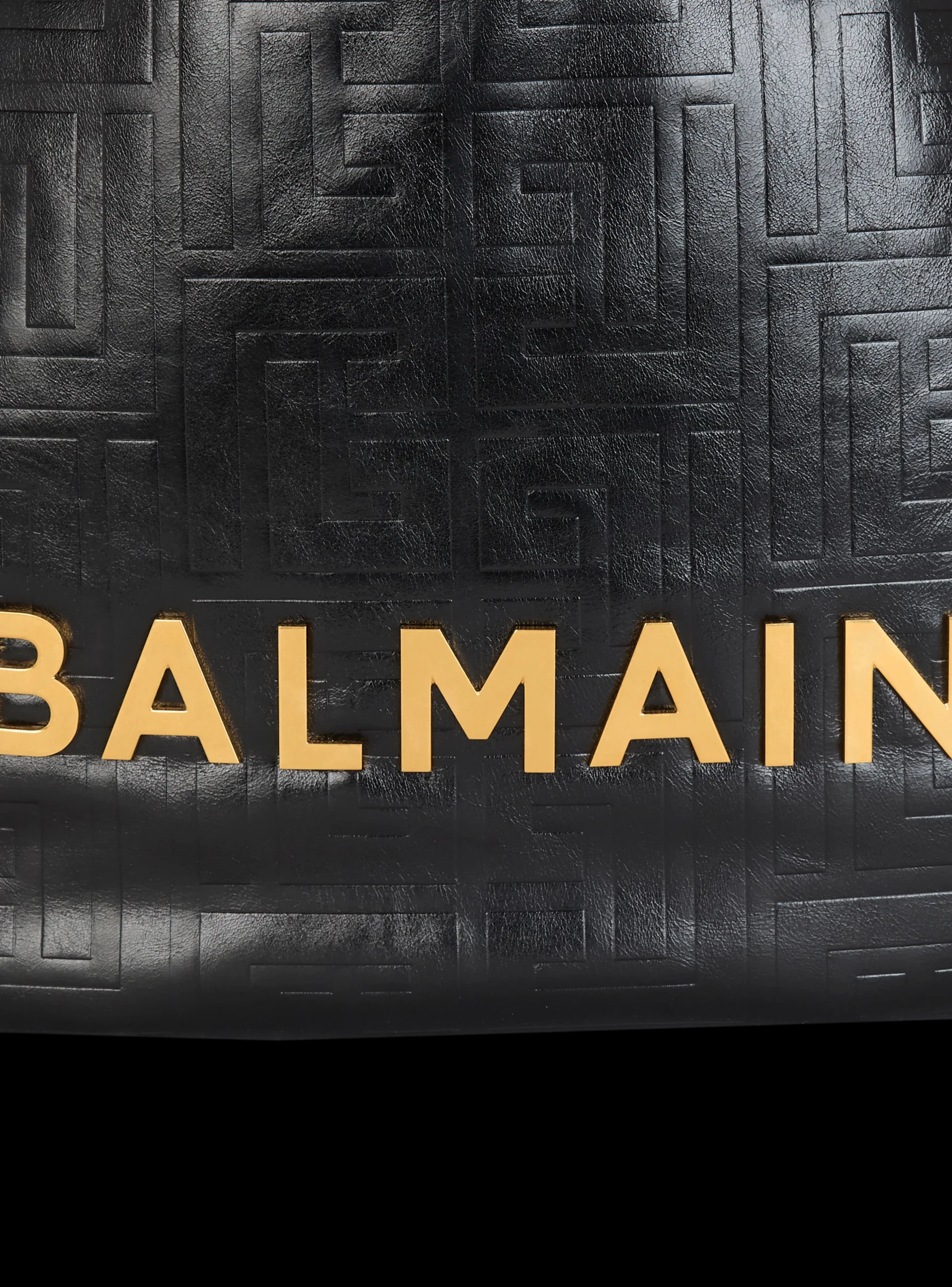 Women Balmain Large 1945 Soft Hobo Bag In Embossed Crinkled Calfskin With A PB Labyrinth Monogram