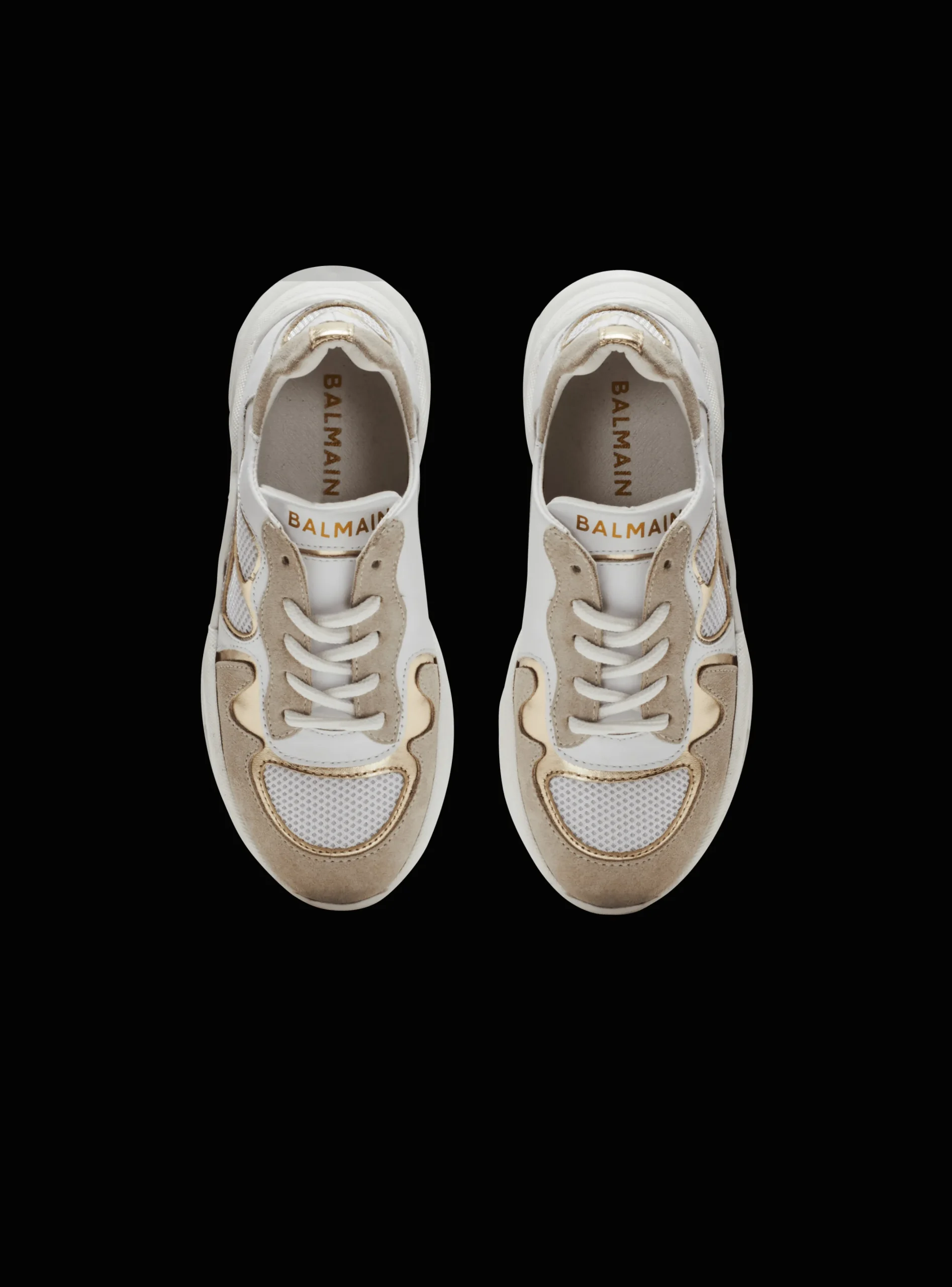 Kids/BOY Balmain Leather And Mesh Trainers