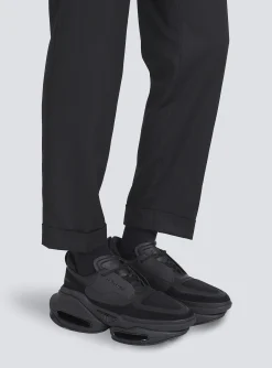 Balmain Leather, Neoprene And Suede B-Bold Low-top Sneakers