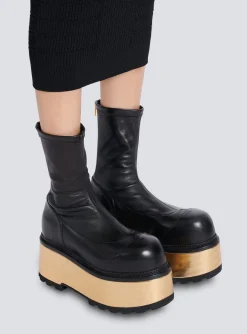 Women Balmain Leather Platform Boots
