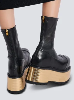 Women Balmain Leather Platform Boots