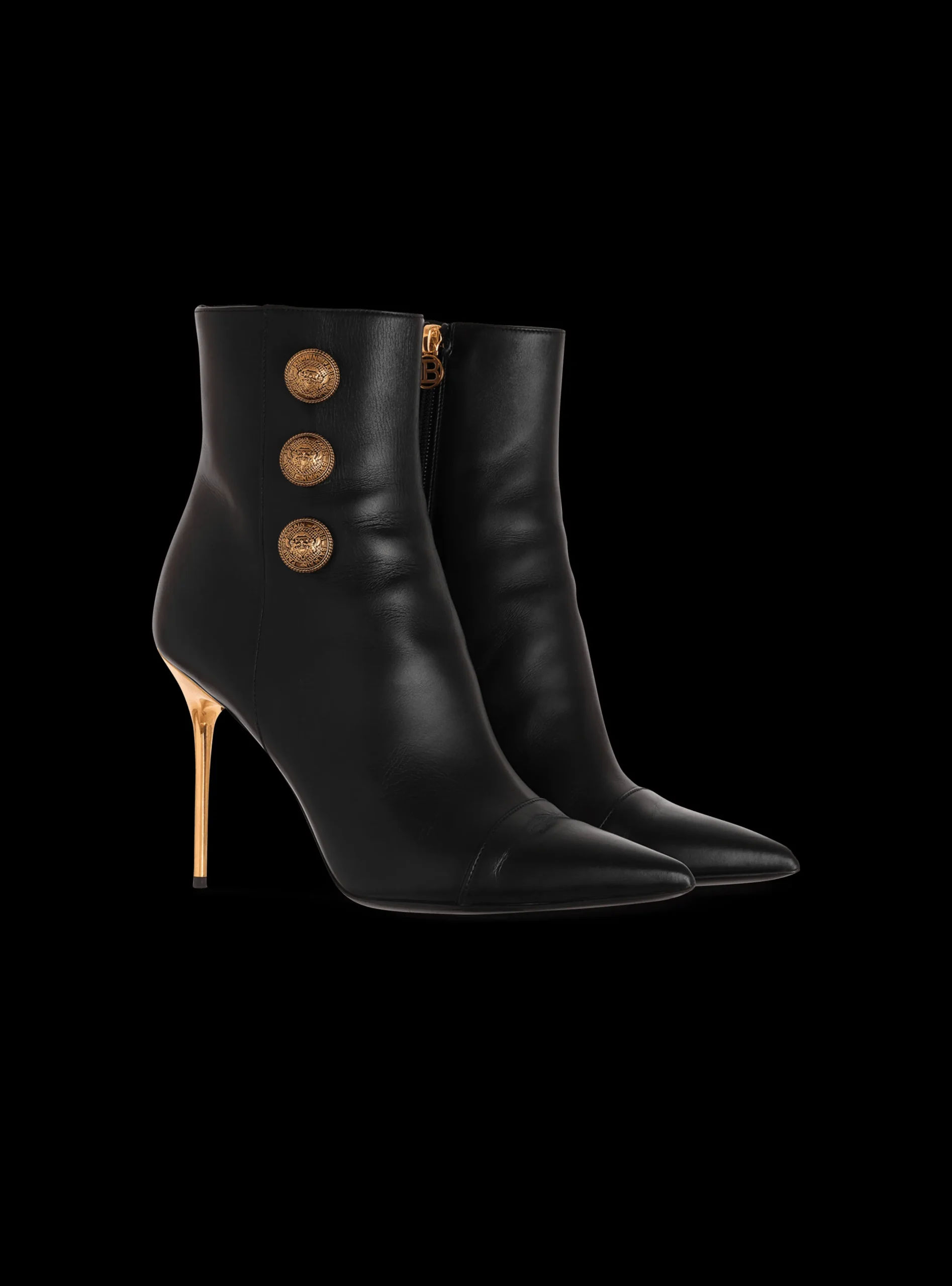 Women Balmain Leather Roni Ankle Boots