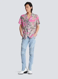 Balmain Light Denim Biker Jeans