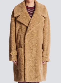 Women Balmain Long Double-breasted Buttoned Coat