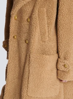 Women Balmain Long Double-breasted Buttoned Coat