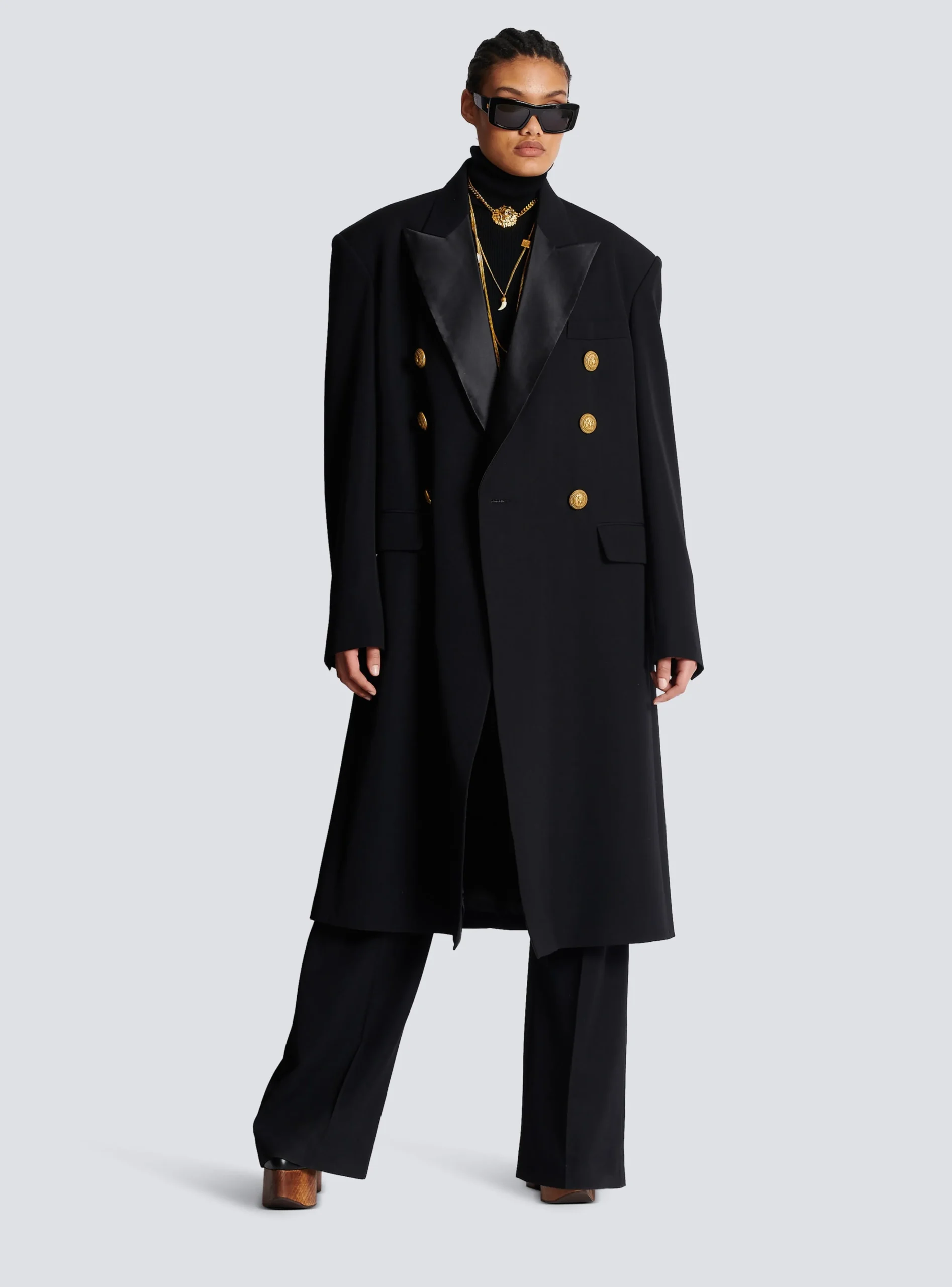 Women Balmain Long Military-style Coat