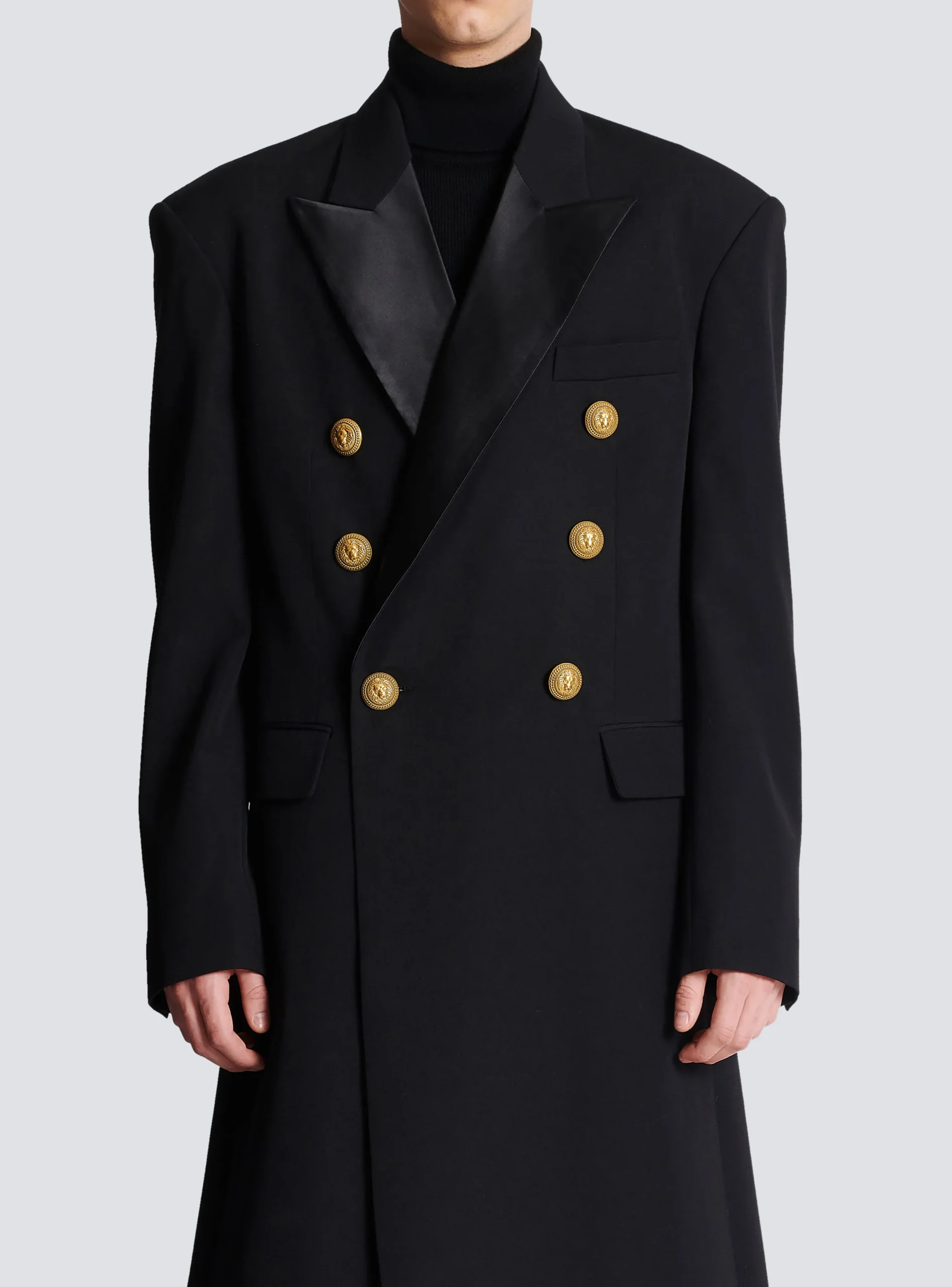Women Balmain Long Military-style Coat