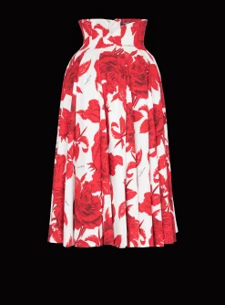 Women Balmain Long Pleated Crepe Tulip Skirt