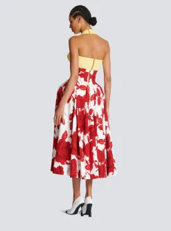 Women Balmain Long Pleated Crepe Tulip Skirt