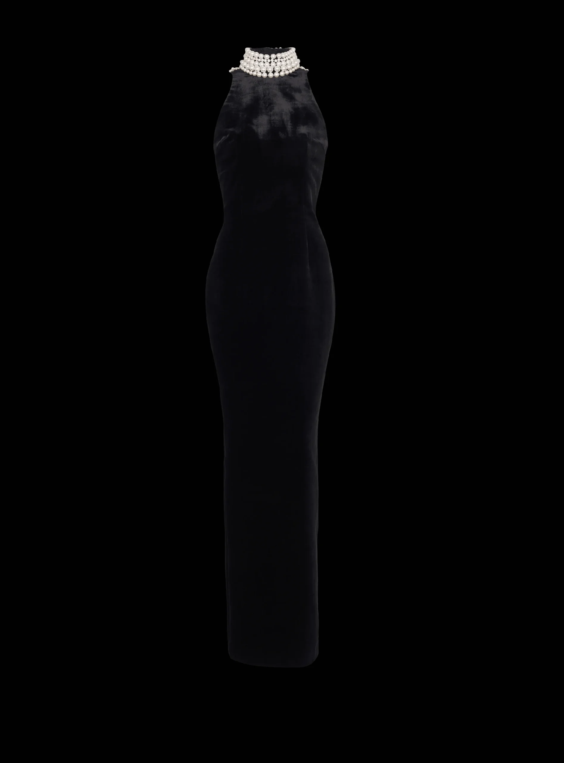 Women Balmain Long Velvet Halterneck Dress