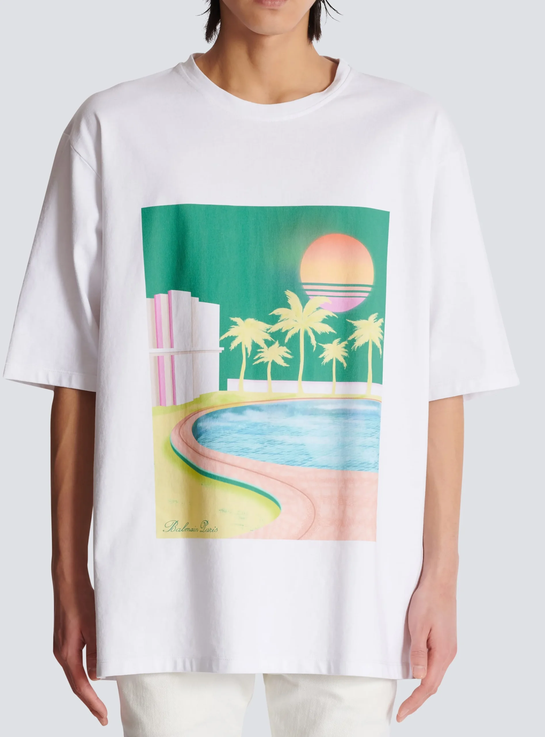 Balmain Loose Postcard Printed T-shirt