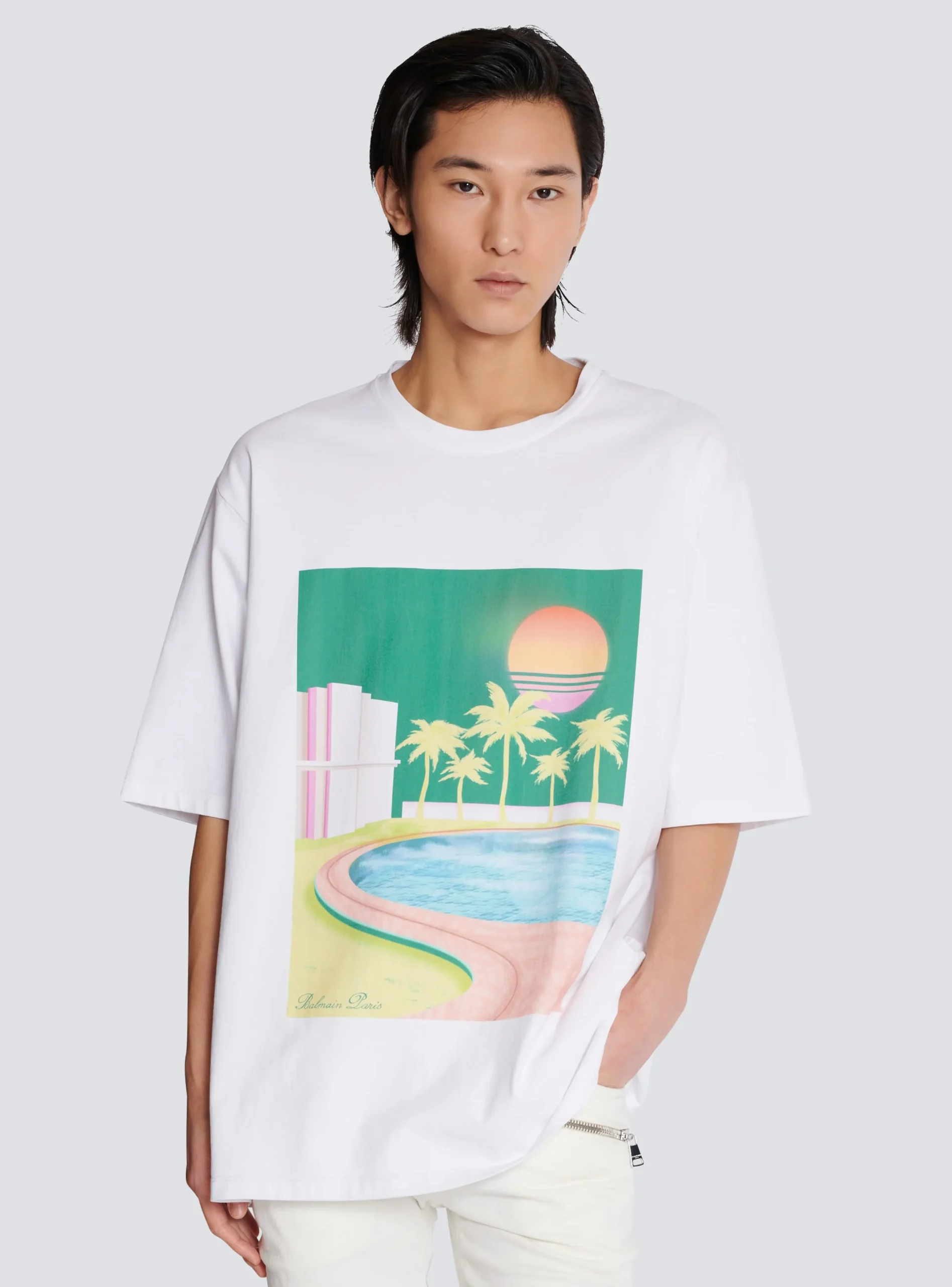 Balmain Loose Postcard Printed T-shirt