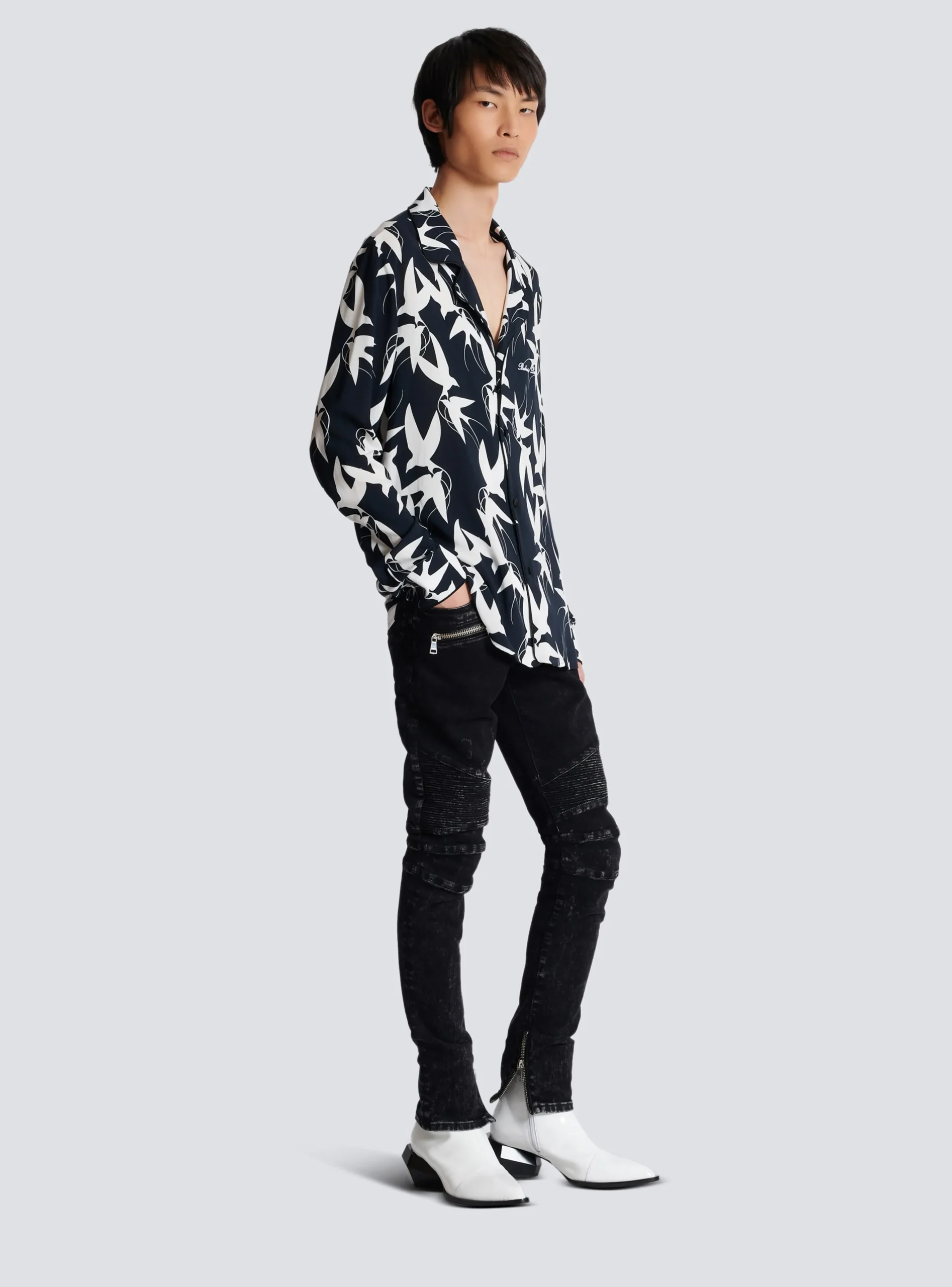Balmain Loose Shirt With Swallow Print