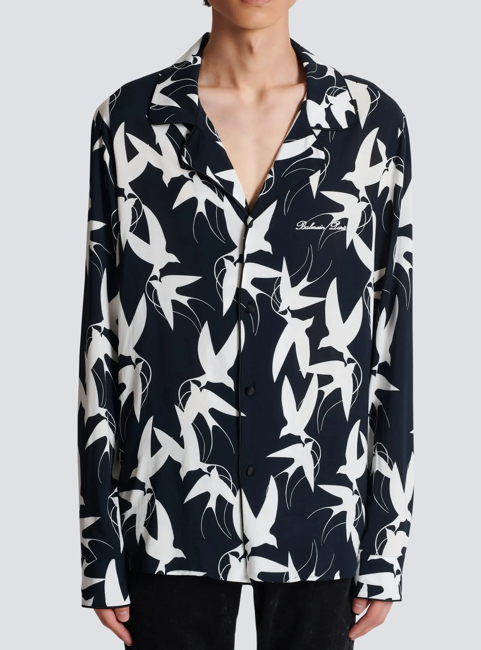 Balmain Loose Shirt With Swallow Print