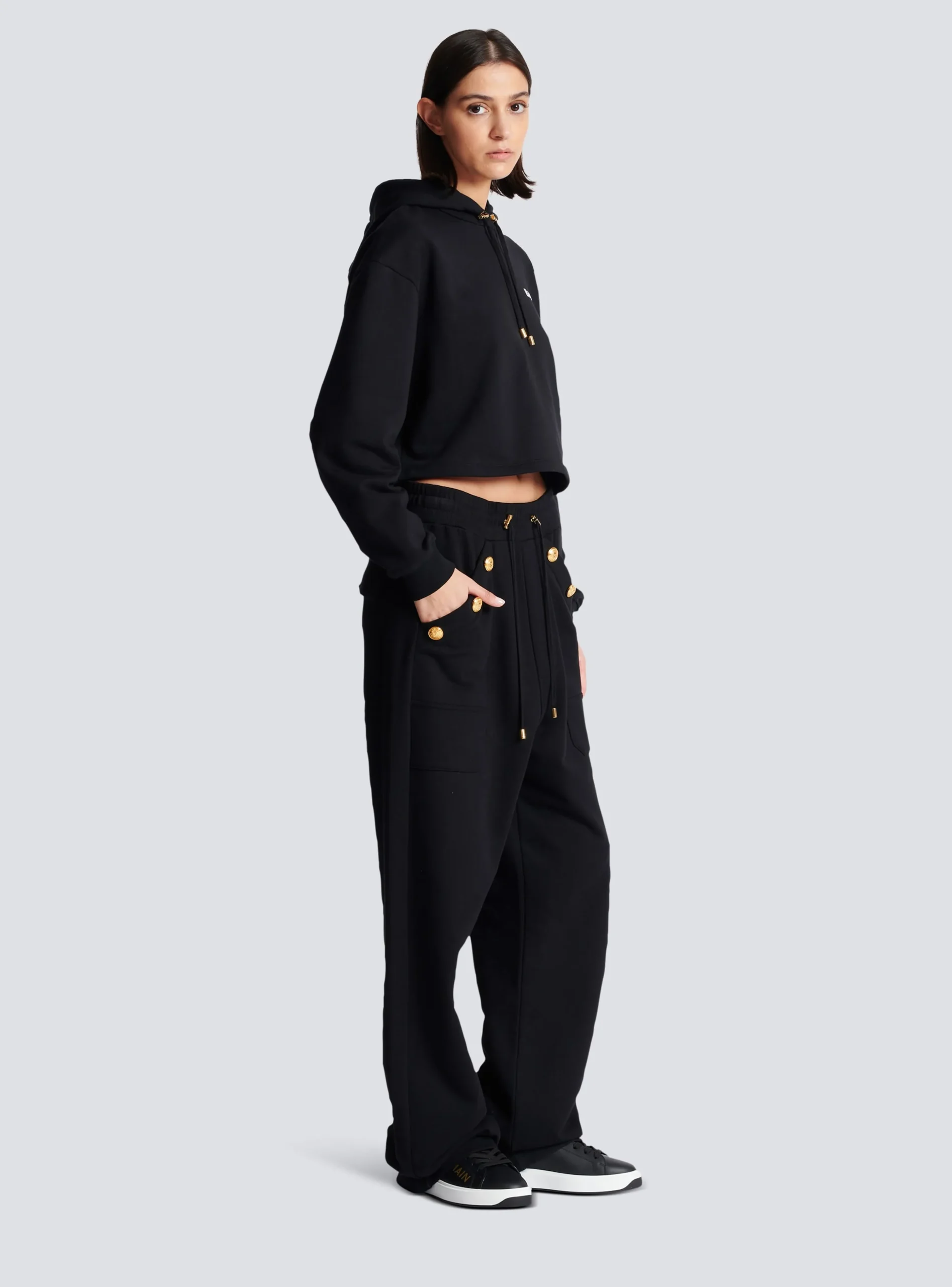 Women Balmain Loose-fitting Buttoned Joggers