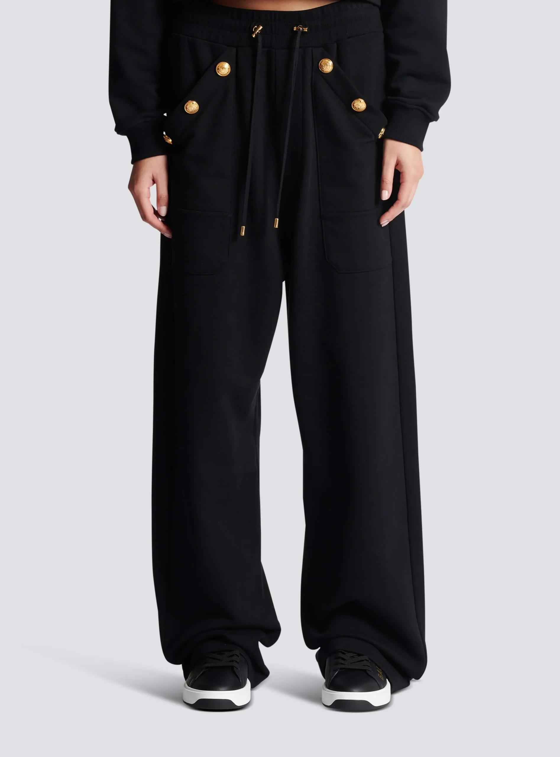 Women Balmain Loose-fitting Buttoned Joggers