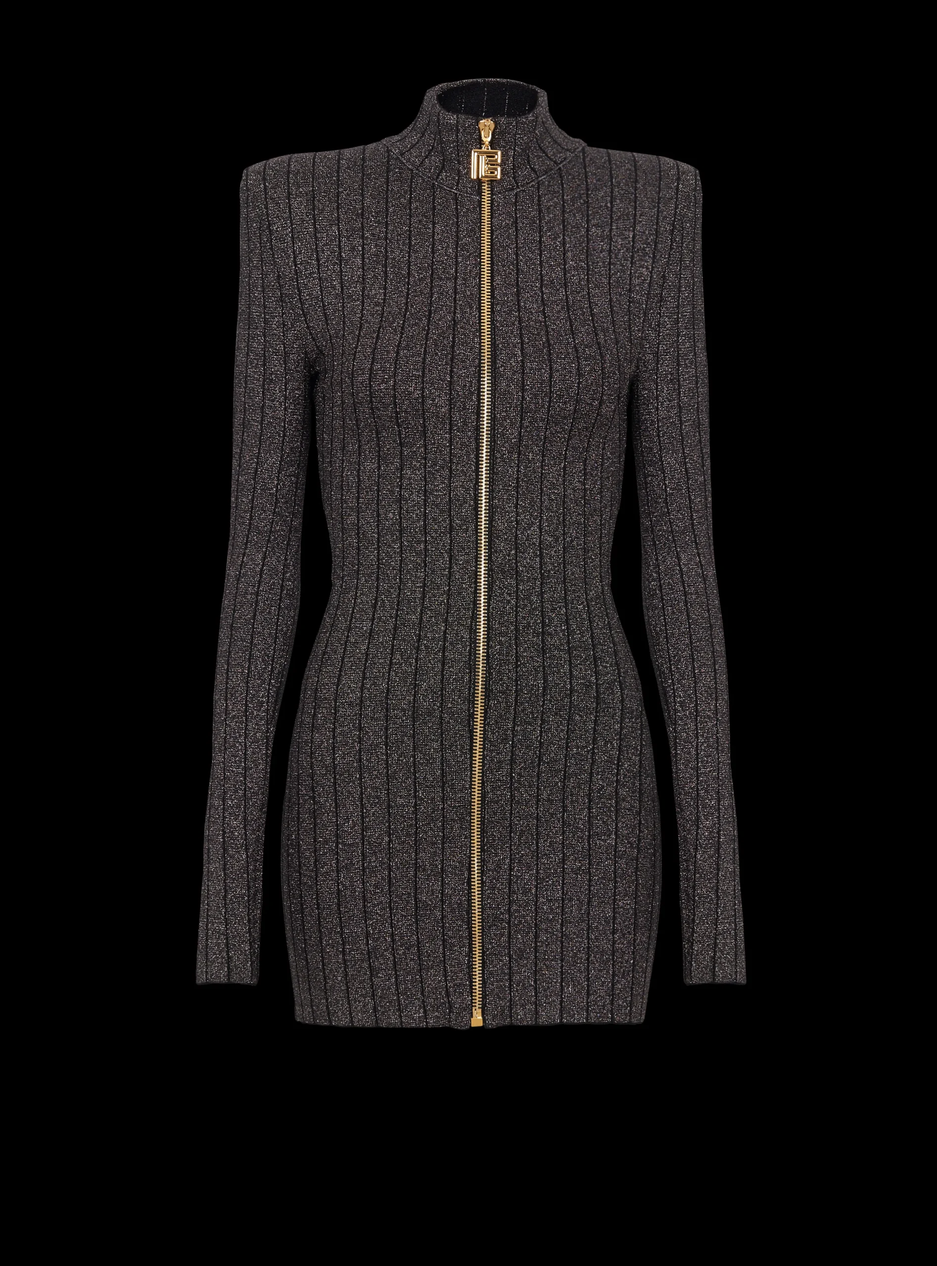 Women Balmain Lurex Knit Zip Dress