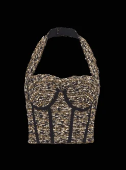 Women Balmain Lurex Tweed Halterneck Bustier