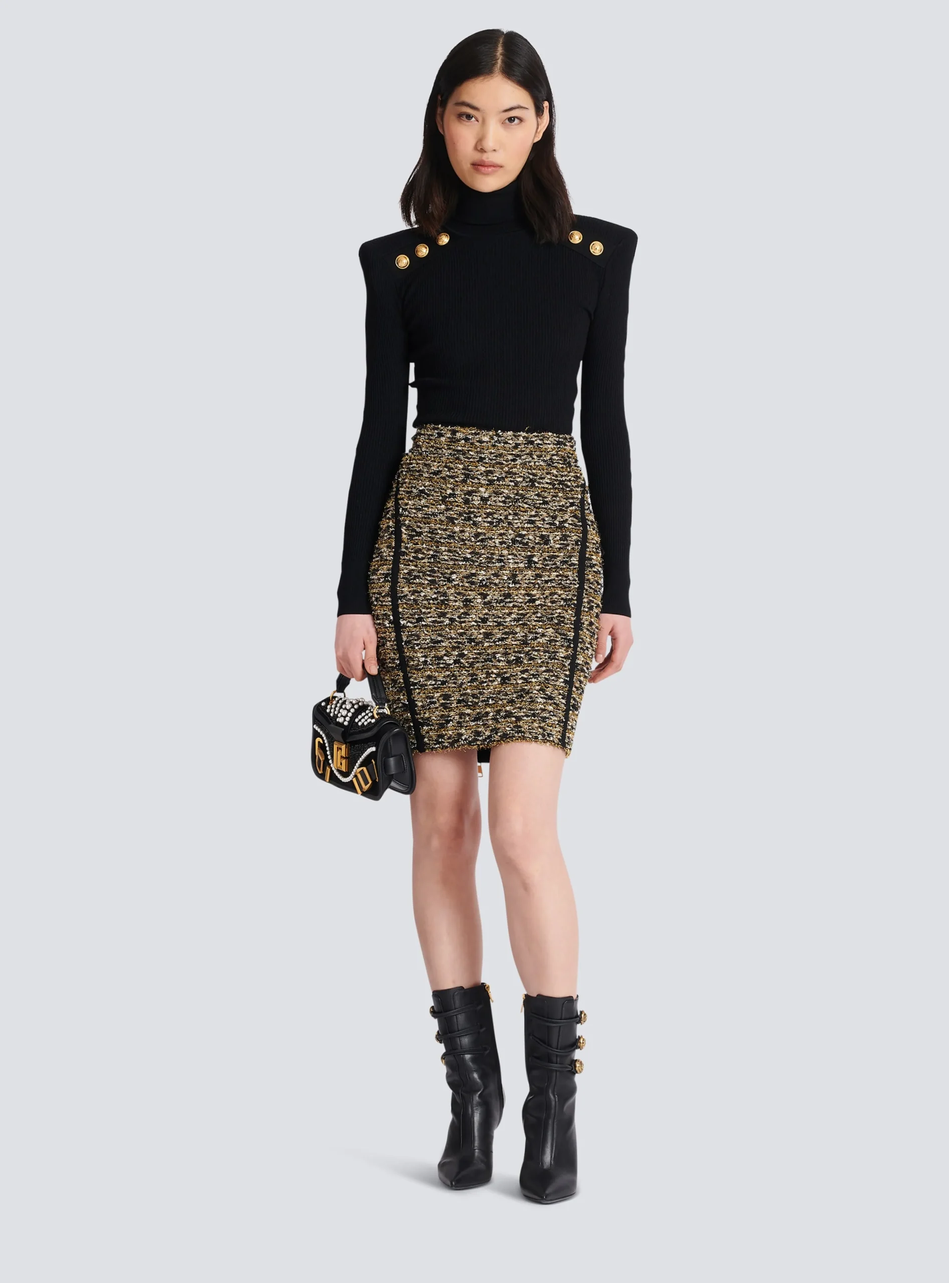 Women Balmain Lurex Tweed Skirt