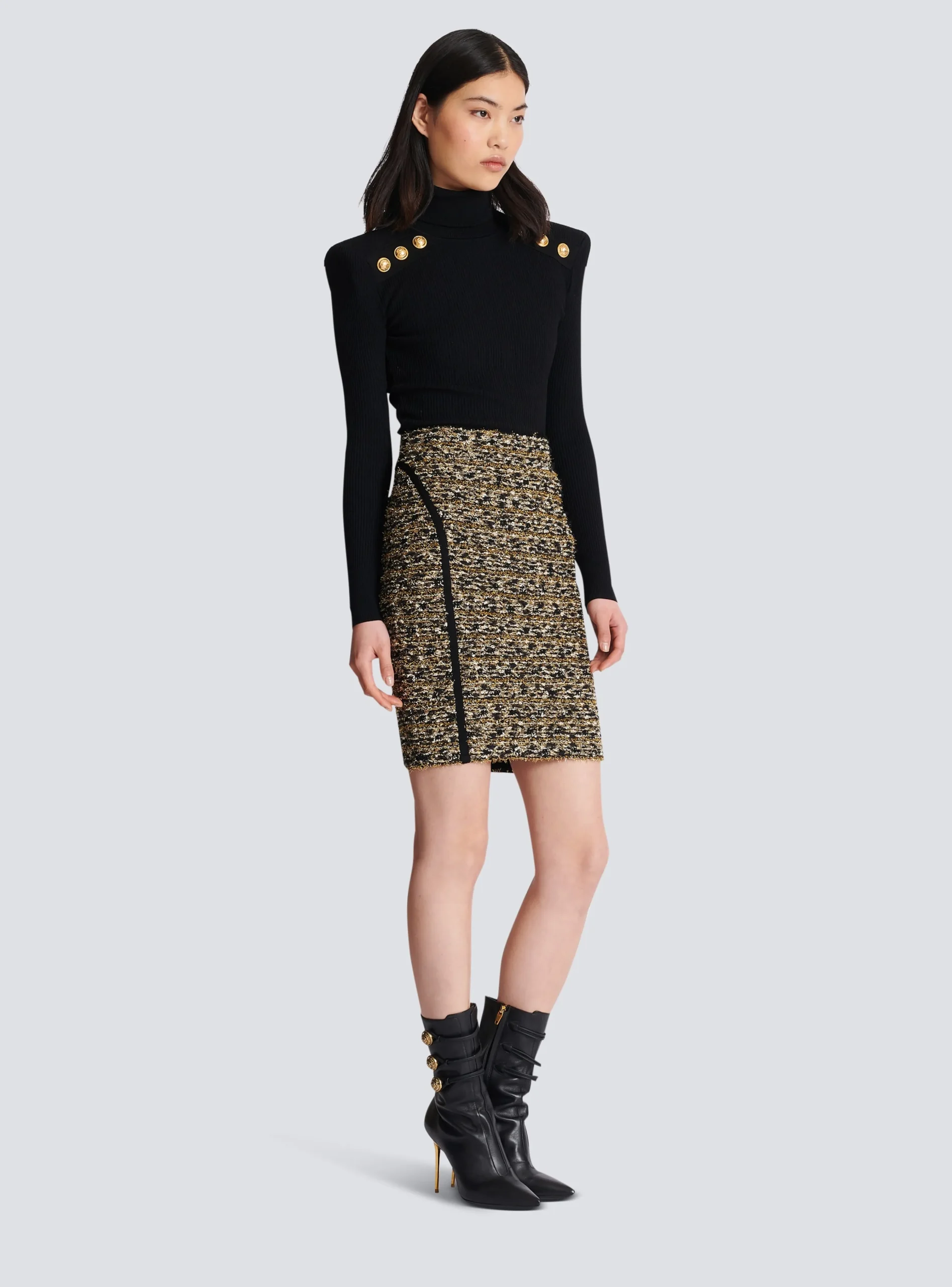 Women Balmain Lurex Tweed Skirt