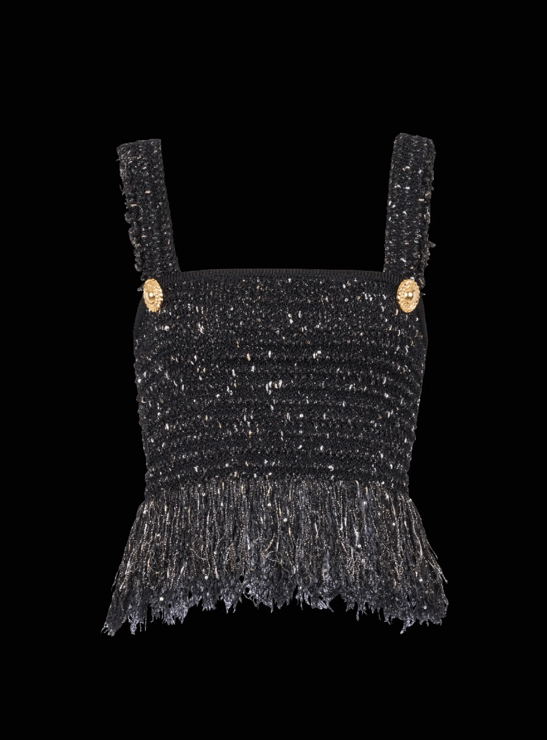 Women Balmain Lurex Tweed Strappy Top