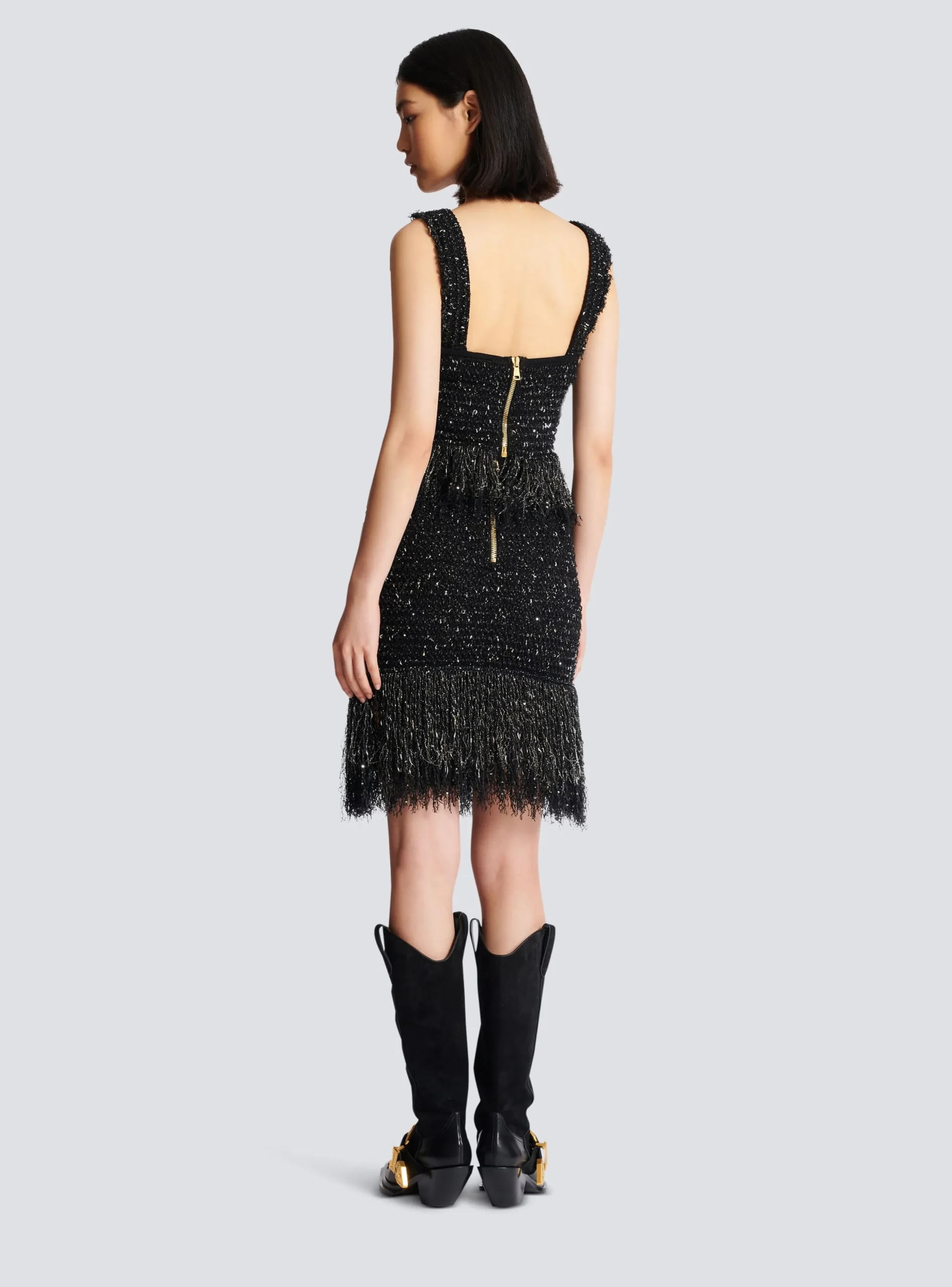 Women Balmain Lurex Tweed Strappy Top