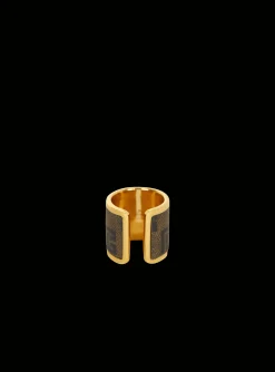 Women Balmain Metal And Canvas Mini Monogram Ring