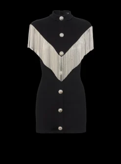 Women Balmain Metal Short Fringed Dress