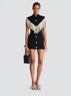 Women Balmain Metal Short Fringed Dress
