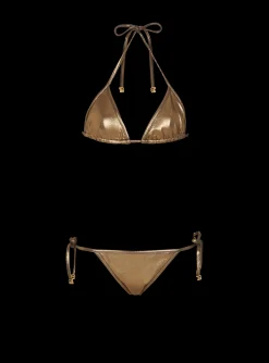 Women Balmain Metallic Triangle Bikini