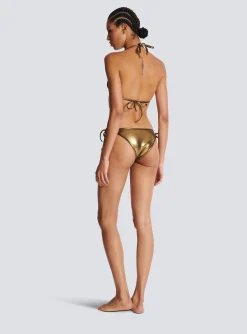 Women Balmain Metallic Triangle Bikini