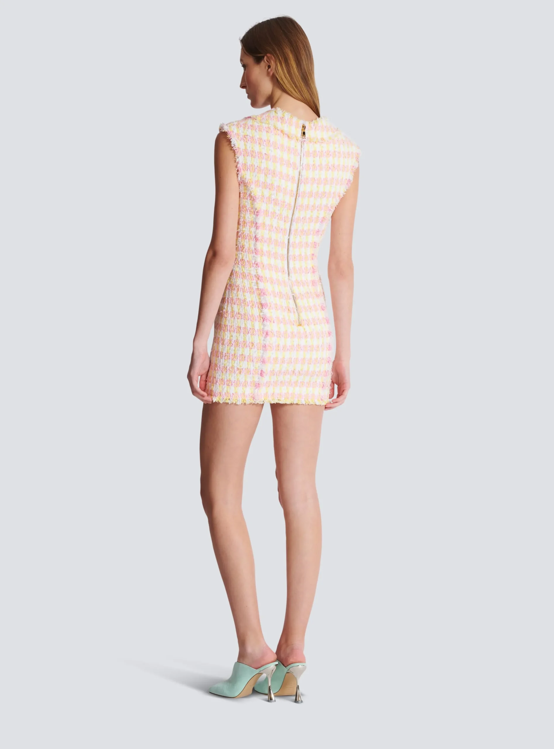 Women Balmain Miami Tweed Dress With Buttons