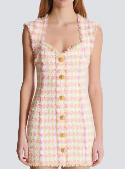 Women Balmain Miami Tweed Dress With Buttons