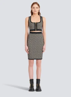 Women Balmain Mid-length Knit Skirt With Monogram