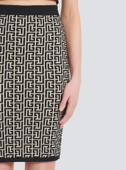 Women Balmain Mid-length Knit Skirt With Monogram
