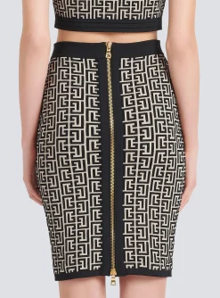 Women Balmain Mid-length Knit Skirt With Monogram