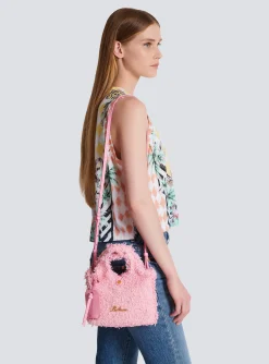 Women Balmain Mini B-Army Grocery Bag In Tweed