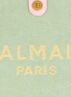 Women Balmain Mini Canvas And Leather B-Army Grocery Bag